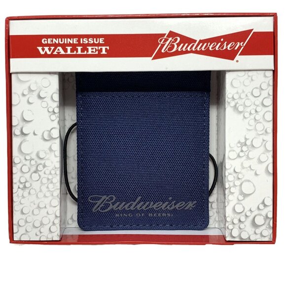 Budweiser Card and ID Holder Sleeve with Attached Bottle Cap Opener Blue - Picture 1 of 5